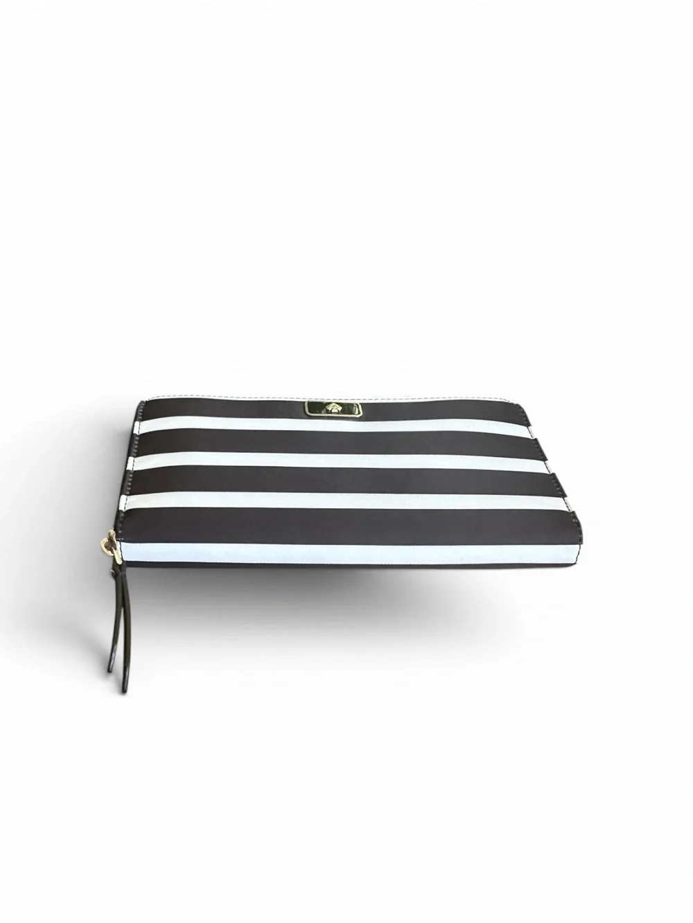 Kate Spade Black White Striped Zip Around Wallet Continental Wallet